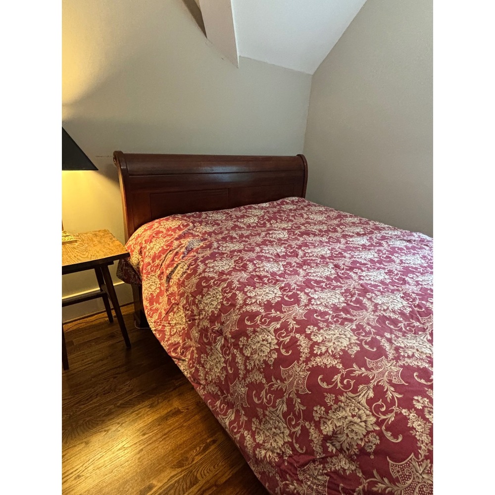 Ralph Lauren Vintage Queen Comforter Burgundy Floral Damask Polka Dot Cotton - Picture 9 of 10